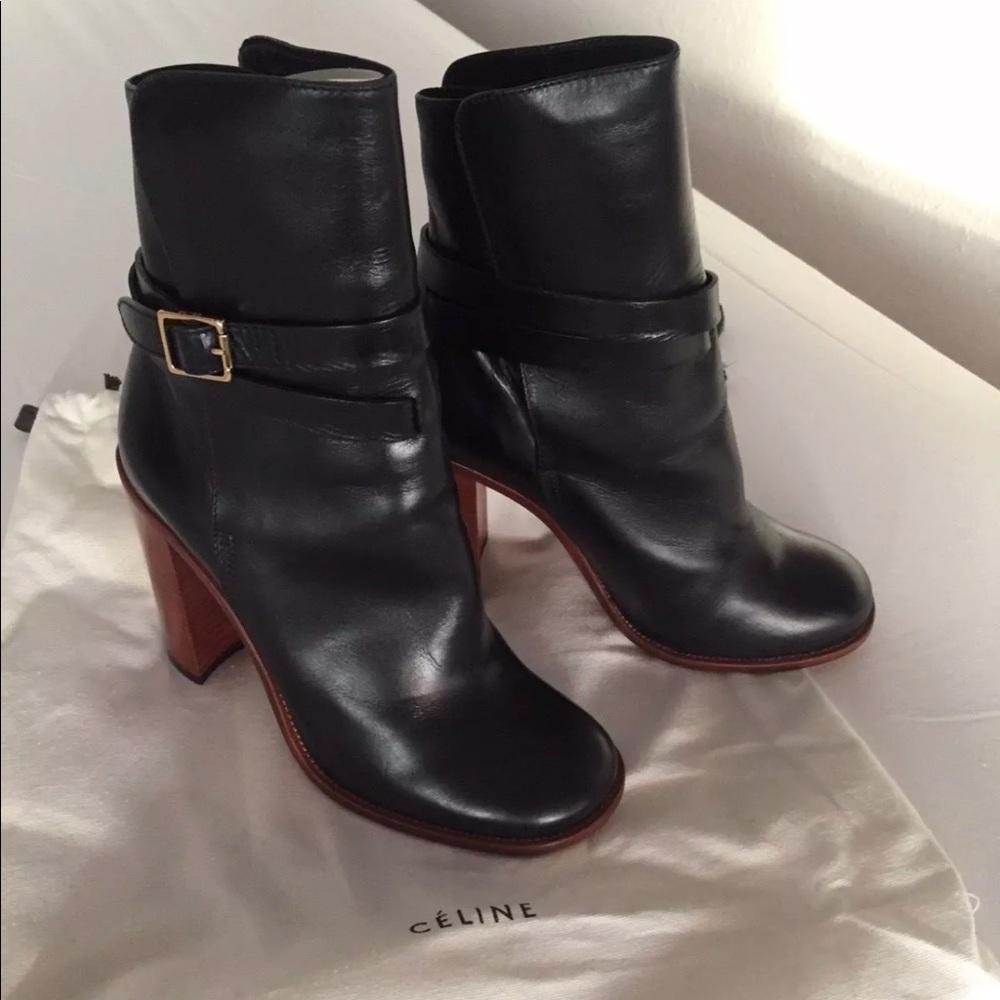 *SOLD*New Celine black leather ankle booties